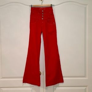 Sisters point FODA  Red high waisted Flared pants, XS